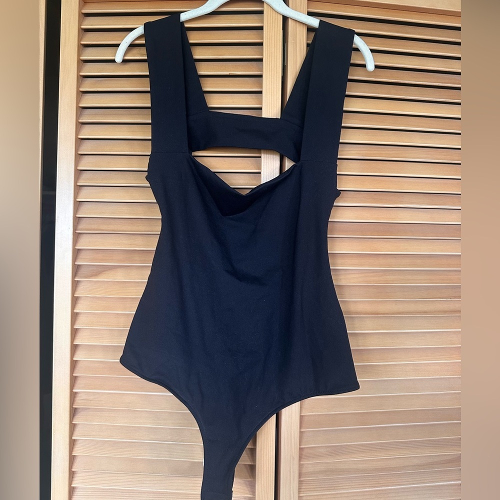 Free People Black Sleeveless Bodysuit with Wide Straps